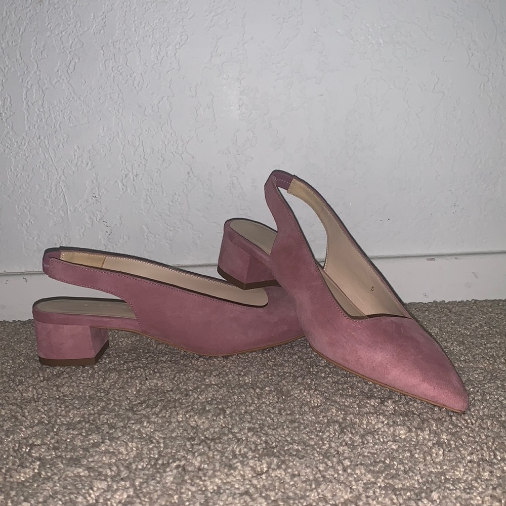 Size 5 NWOT EVERLANE pink suede editor slingback heel